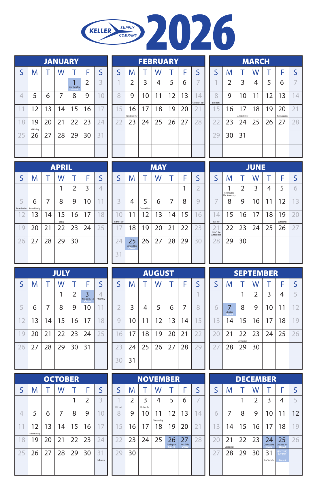 2026 Keller Calendar