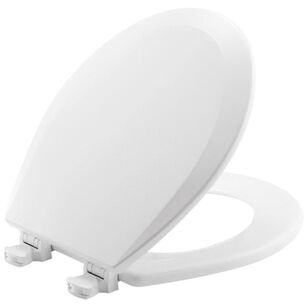 Bemis® 500EC 000 Closed Front Toilet Seat With Cover, Yes, Round, Wood, White, Enameled, Residential