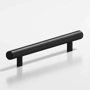 8'' center-to-center, 12'' overall, 0.625'' diameter Round Cabinet Pull, Appliance Pull, Door Pull, Shower Door Pull with straight posts hand finished in Matte Satin Black