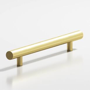 6'' center-to-center, 10'' overall, 0.625'' diameter Round Cabinet Pull, Appliance Pull, Door Pull, Shower Door Pull with straight posts hand finished in Matte Satin Brass