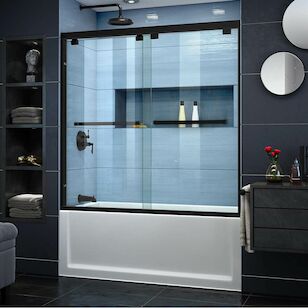 DREAMLINE SHDR-1660580-09 ENCORE 56-60IN W X 58IN H SEMI-FRAMELESS BYPASS TUB DOOR IN SATIN BLACK