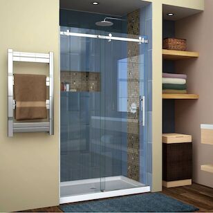 DREAMLINE SHDR-64487610-08 ENIGMA AIR 44 TO 48 IN. FRAMELESS SLIDING SHOWER DOOR IN POLISHED STAINLESS STEEL