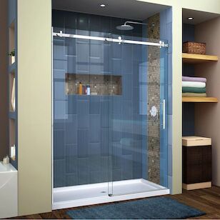 DREAMLINE SHDR-64607610-08 ENIGMA AIR 56-60IN W X 76IN H FRAMELESS SLIDING SHOWER DOOR IN POLISHED STAINLESS STEEL