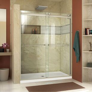 DREAMLINE SHDR-634876H-04 ESSENCE-H 44-48IN W X 76IN H FRAMELESS BYPASS SHOWER DOOR IN BRUSHED NICKEL