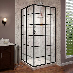DREAMLINE SHEN-8134340-89 STN BLK CORNERVIEW FRAMED SLIDING SHWR