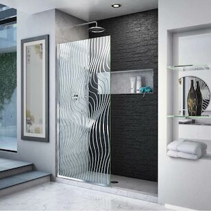 DREAMLINE D3234721M11-08 PLATINUM LINEA SURF 34IN W X 72IN H SINGLE PANEL FRAMELESS SHOWER SCREEN IN POLISHED STAINLESS STEEL