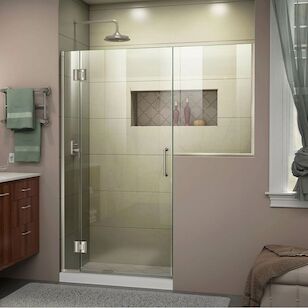 DREAMLINE D1233034-04 UNIDOOR-X 59-59-1/2IN W X 72IN H FRAMELESS HINGED SHOWER DOOR IN BRUSHED NICKEL