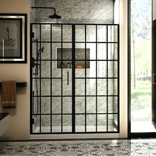 DREAMLINE SHDR-2458720-89 UNIDOOR TOULON 58-58-1/2IN W X 72IN H FRAMELESS HINGED SHOWER DOOR IN SATIN BLACK