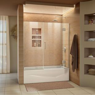DREAMLINE D58580-04 UNIDOOR-X 58-58-1/2IN W X 58IN H FRAMELESS HINGED TUB DOOR IN BRUSHED NICKEL