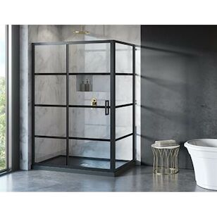 LATITUDE 2-SIDED/60''X42''/79''H/8MM/MAT BLK/CLR/BLK STRIPE