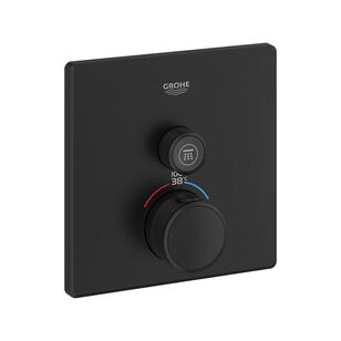 GROHE Grohtherm® SmartControl 291402430 Valve Trim With Control Module, Push-Turn Button Handle, Metal, Matte Black