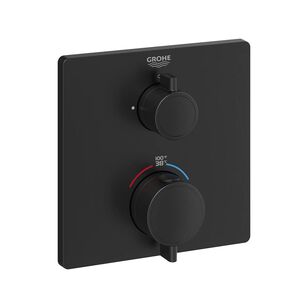 GROHE Grohtherm® 241112430 Valve Trim With Control Module, Lever Handle, 2-Handle -Handle, Metal, Matte Black