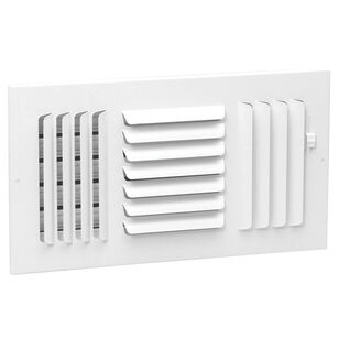 Hart & Cooley® 303 Series 013424 Curved Blade Register With Multi-Shutter Damper, 10 x 6 in, 3-Way Deflection, Steel