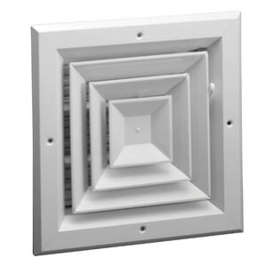 Hart & Cooley® A504MS-14X14 Ceiling Diffuser With Multi-Shutter Damper, 14 x 14 in, 4-Way Deflection, Enamel