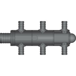 6 Port Opposing Rows, 1'' PEX x Closed End HPP Multiport Tee