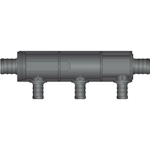 3 Port Single Row, 3/4'' PEX x 3/4'' PEX Flow Through HPP Multiport Tee