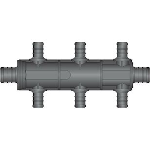 6 Port Opposing Rows, 3/4'' PEX x 3/4'' PEX Flow Through HPP Multiport Tee