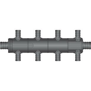 8 Port Opposing Rows, 3/4'' PEX x 3/4'' PEX Flow Through HPP Multiport Tee