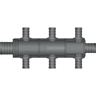 6 Port OpposingRows,1''PEX x 3/4''PEX FlowThroughHPPMultiportTee