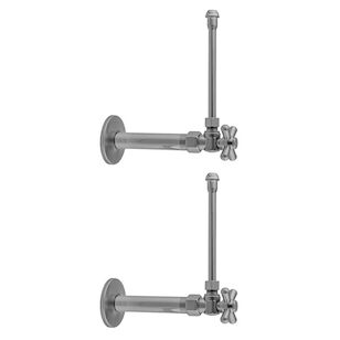 Quarter Turn Angle Pattern 3/8'' IPS x 3/8'' O.D. Faucet Supply Kit with Standard Cross Handle, 20'' Supply Tubes, Escutcheons