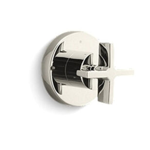 KALLISTA® One™ P24483-CR-SN 3-Way Transfer Valve Trim, Cross Handle, Brass, Polished Nickel