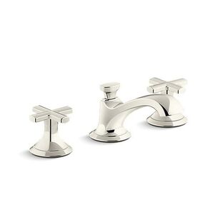KALLISTA® Script™ P25006-CR-SN Sink Faucet, 2-Handle, Deck, Widespread, Polished Nickel