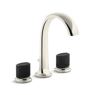KALLISTA® Script™ Decorative P25009-CMB-SN Bath Faucet, 1/2 in, NPT, 3-Hole Faucet Hole, Brass, Polished Nickel