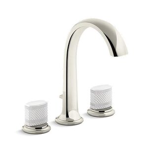 KALLISTA® Script™ Decorative P25009-CMC-SN Bath Faucet, 1/2 in, NPT, 3-Hole Faucet Hole, Brass, Polished Nickel