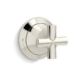KALLISTA® Script® P25023-CR-SN Volume Control Valve Trim, Cross Handle, 1-Handle -Handle, Metal, Polished Nickel