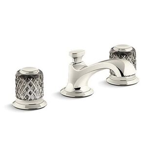 KALLISTA® Script™ Decorative P25050-SLG-SN Sink Faucet, 2-Handle, Deck, Widespread, Polished Nickel