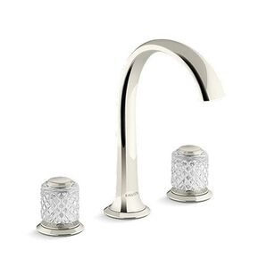 KALLISTA® Script™ Decorative P25051-SLC-SN Sink Faucet, 2-Handle, Deck, Widespread, Polished Nickel