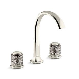 KALLISTA® Script™ Decorative P25051-SLG-SN Sink Faucet, 2-Handle, Deck, Widespread, Polished Nickel
