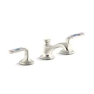 KALLISTA® Script™ Decorative P25054-SPR-SN Sink Faucet, 2-Handle, Deck, Widespread, Polished Nickel