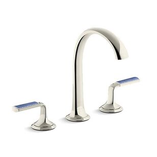 KALLISTA® Script™ Decorative P25055-CBW-SN Sink Faucet, 2-Handle, Deck, Widespread, Polished Nickel