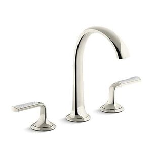 KALLISTA® Script™ Decorative P25055-FRW-SN Sink Faucet, 2-Handle, Deck, Widespread, Polished Nickel