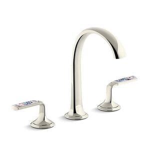 KALLISTA® Script™ Decorative P25055-SPR-SN Sink Faucet, 2-Handle, Deck, Widespread, Polished Nickel