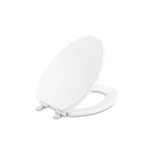 KALLISTA® P70313-BN-0 Toilet Seat, Contemporary, Elongated, Stucco White, Brushed Nickel