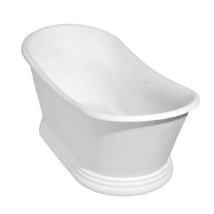 Aqua Eden Arcticstone 67'' Double Slipper Solid Surface Pedestal Tub with Drain, Glossy White/Matte White