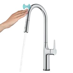 KRAUS® Oletto™ Tall Modern Single-Handle Touch Kitchen Sink Faucet with Pull Down Sprayer in Chrome