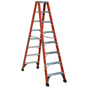 Louisville® FM1400HD Series FM1408HD Twin Front Step Ladder, 375 lb Load, 8 ft H Ladder, ANSI: ANSI Type IAA