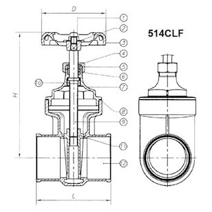Lead Free 1-1/2'' Gate Valve C-C