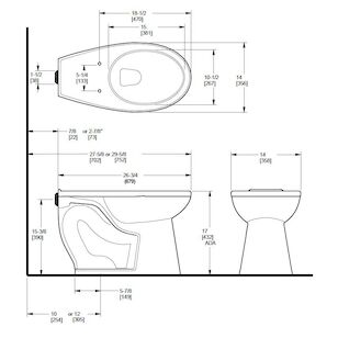 Sloan® 2102039 Water Closet, Elongated, 1.1 to 1.6 gpf Flush Rate, 12 in Rough-In, Floor Mounting, Vitreous China