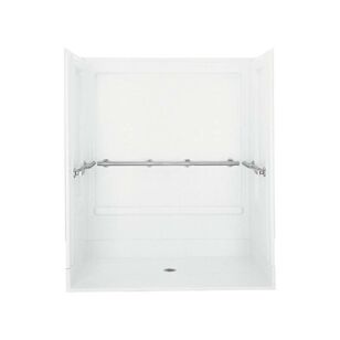 STERLING® OC-S-63 62060103-0 Roll-In Shower Stall, 63-1/4 in OAL, 39-3/8 in OAW, 73-1/4 in OAH, Vikrell®, Swirl Gloss