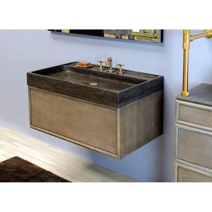 SF TD-THN-FCT-36 AGL VENTUS BATH SINK 36IN WITH FAUCET DECK ANTIQUE GRAY LIMESTONE