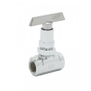 T&S B-0415 Straight Supply Stop, 3/8 in Nominal, FNPT, Loose Key T-Handle Actuator, 16.1 gpm, 20 to 125 psi, Chrome