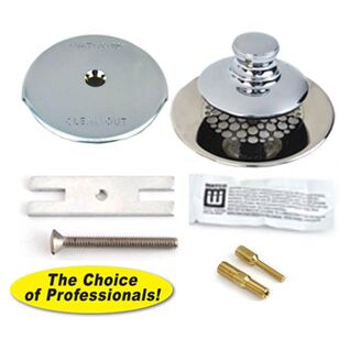 Universal NuFit PUSH PULL Trim Kit - Silicone, Chrome Plated, Grid Strainer, 3/8-5/16 & #10-24 Adapter Pins