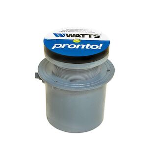 Pronto Floor Drain, CI, Pre/Post-Pour Adjustable, Leveling Shims/Bubble, Anchor Flange, 8 IN NB Strainer, 4 IN PO Outlet