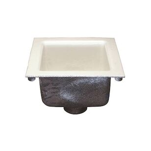 Z1900 12'' x 12'' x 6'' Square Cast Iron Acid Resisting Enamel Floor Sink with 2'' No Hub Outlet and Full Grate
